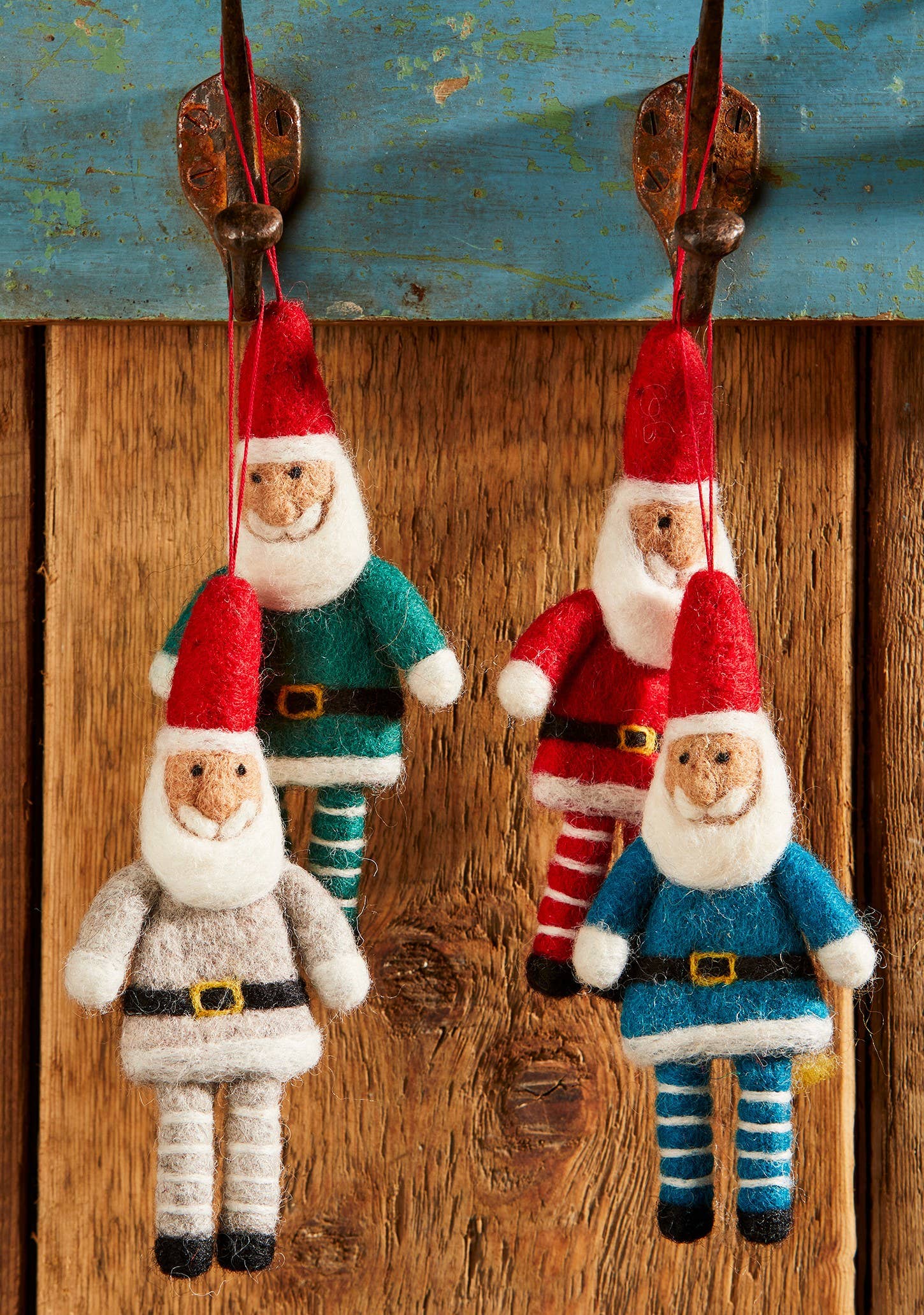 Namaste Fair Trade Hanging Felt Santa With Stripey Legs