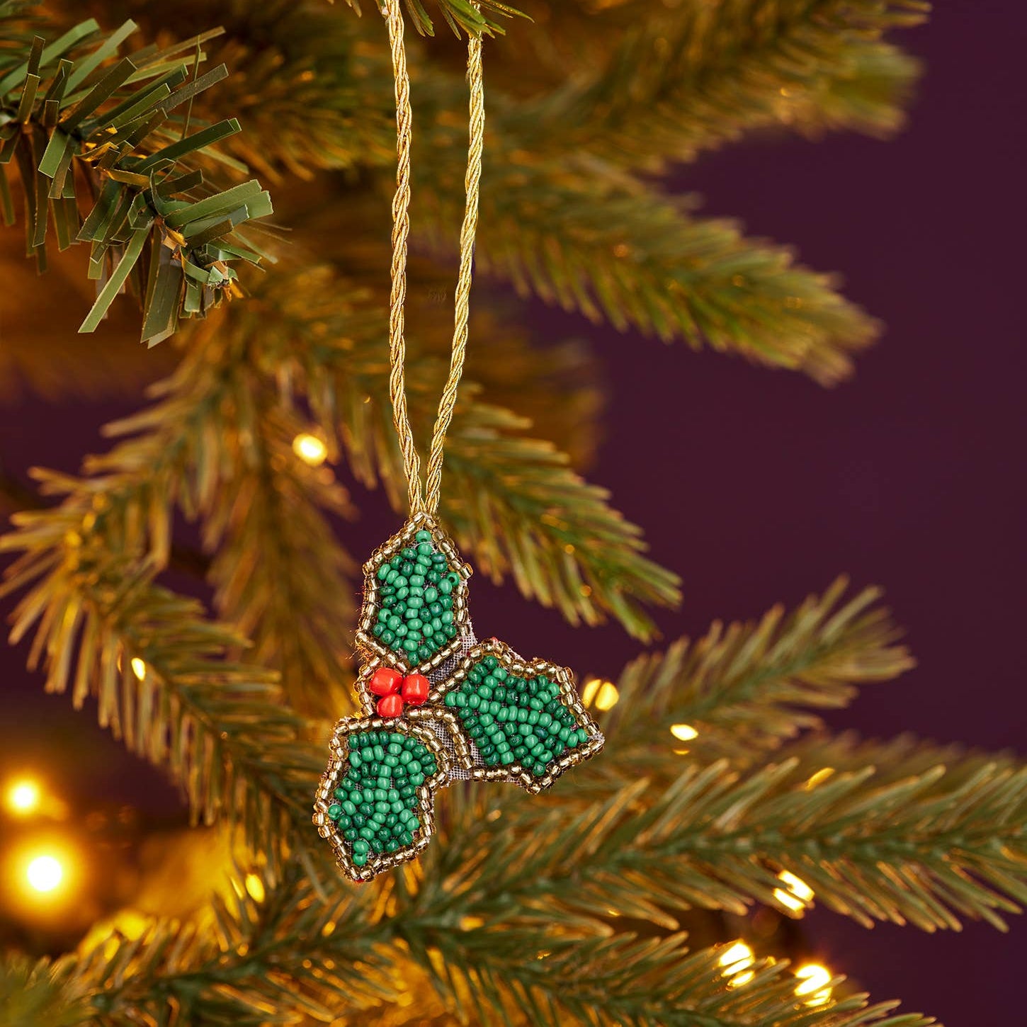 Namaste fair trade Holly Beaded Decoration