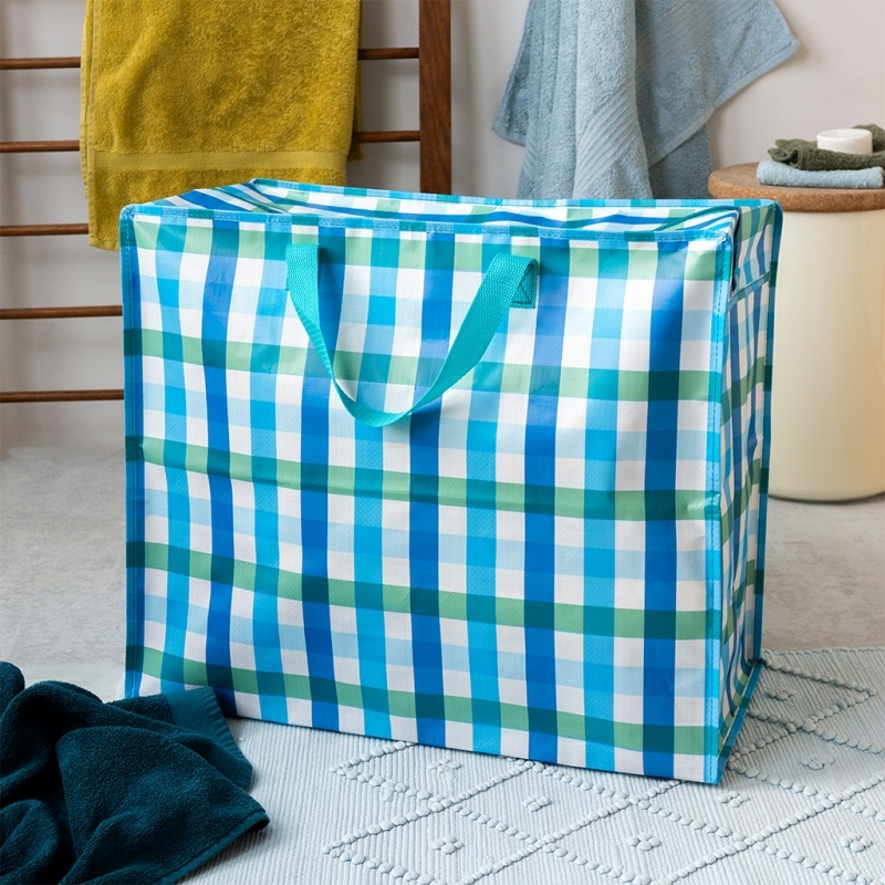 Blue Gingham Jumbo Storage Bag
