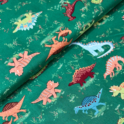 Makower Prehistoric Roam Green 166/G Cotton Fabric at Bibelot, Leek