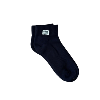 Roka London Women's Wembley Crop Socks in Black at Bibelot Leek