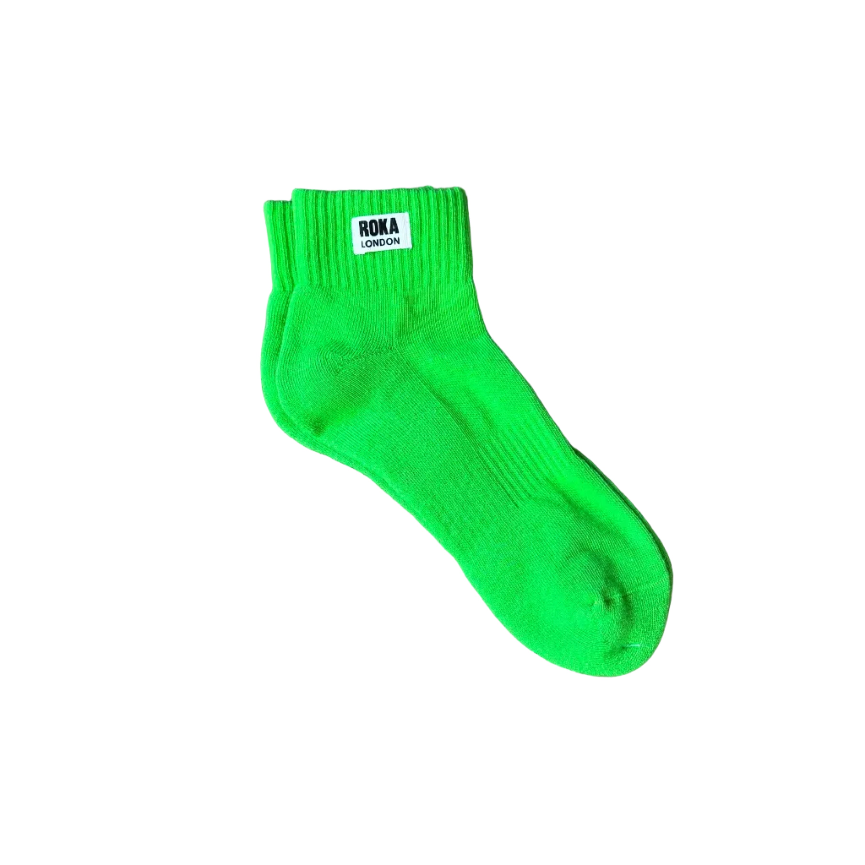 Roka London Women's Wembley Crop Socks in Online Lime at Bibelot Leek