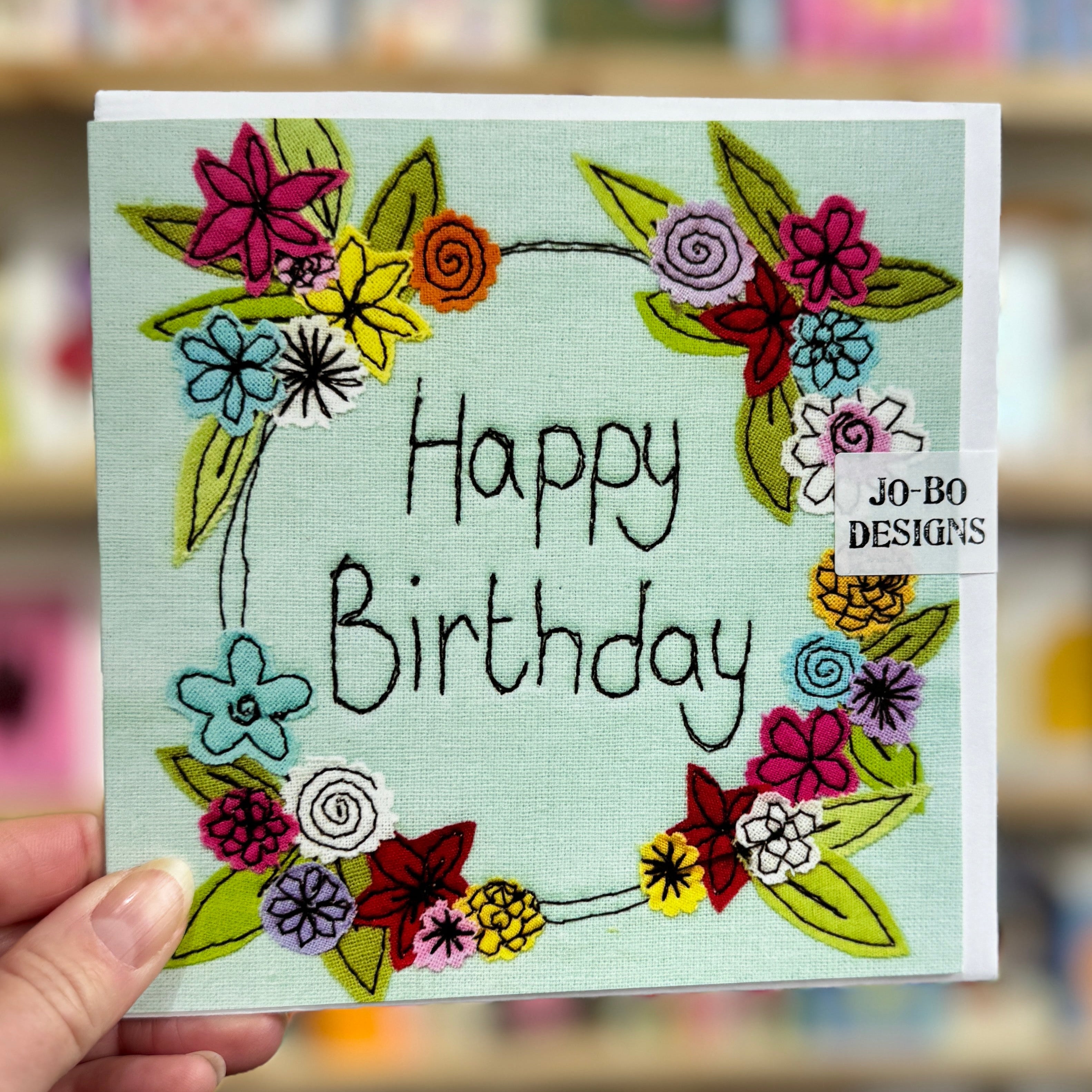 Jo Bo Designs Floral Wreath Happy Birthday Card at Bibelot leek