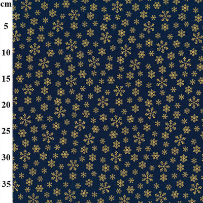 John Louden Christmas Gold Snowflakes on Navy Cotton Fabric at Bibelot Leek