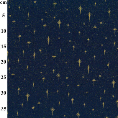 John Louden Christmas Stars on Navy Cotton Fabric at Bibelot Leek