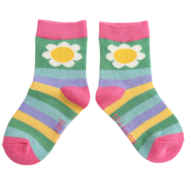 Miss Sparrow Baby Daisy & Stripes Socks Green (2-3yrs & 4-6yrs) at Bibelot Leek