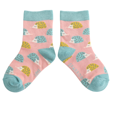 Miss Sparrow Baby Geo Hedgehogs Dusky Pink Socks (2-3yrs & 4-6yrs) at Bibelot Leek UK Stockist