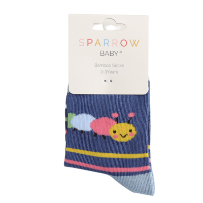 Miss Sparrow Baby Caterpillar Navy Socks (2-3yrs & 4-6yrs) at Bibelot Leek UK Stockist