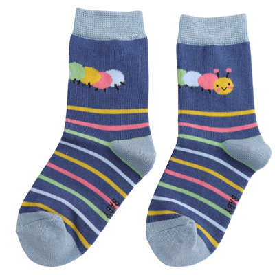 Miss Sparrow Baby Caterpillar Navy Socks (2-3yrs & 4-6yrs) at Bibelot Leek UK Stockist