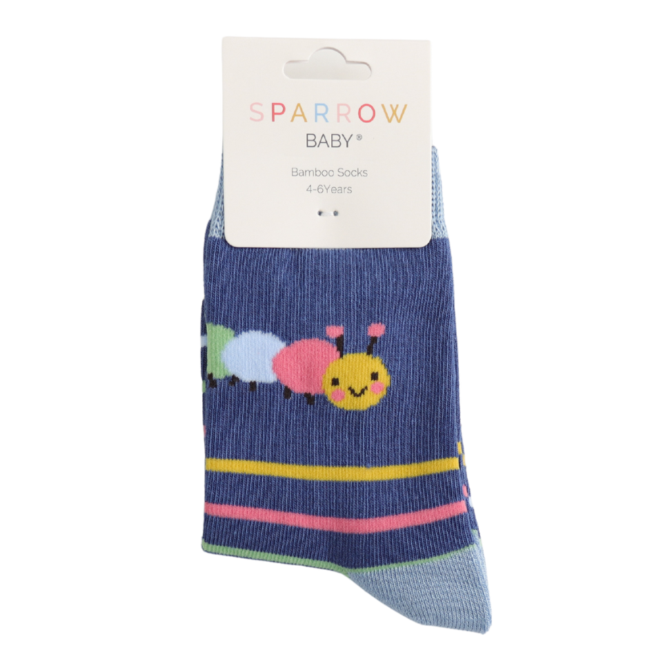 Miss Sparrow Baby Caterpillar Navy Socks (2-3yrs & 4-6yrs) at Bibelot Leek UK Stockist