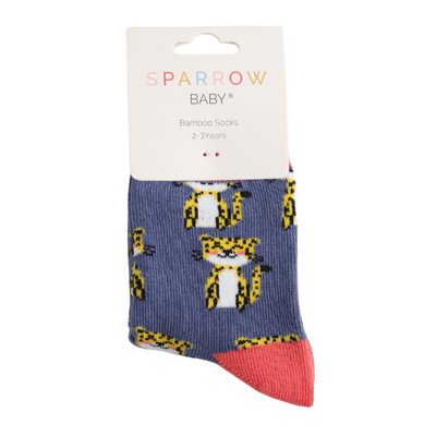 Miss Sparrow Baby Leopard Navy Socks (2-3yrs & 4-6yrs) at Bibelot Leek UK Stockist