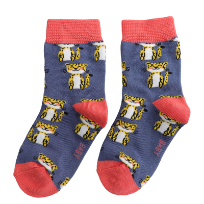 Miss Sparrow Baby Leopard Navy Socks (2-3yrs & 4-6yrs) at Bibelot Leek UK Stockist
