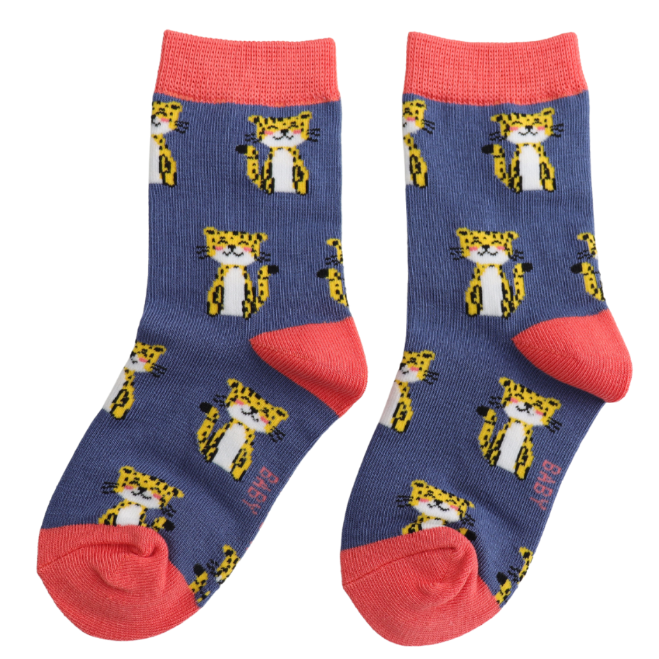 Miss Sparrow Baby Leopard Navy Socks (2-3yrs & 4-6yrs) at Bibelot Leek UK Stockist