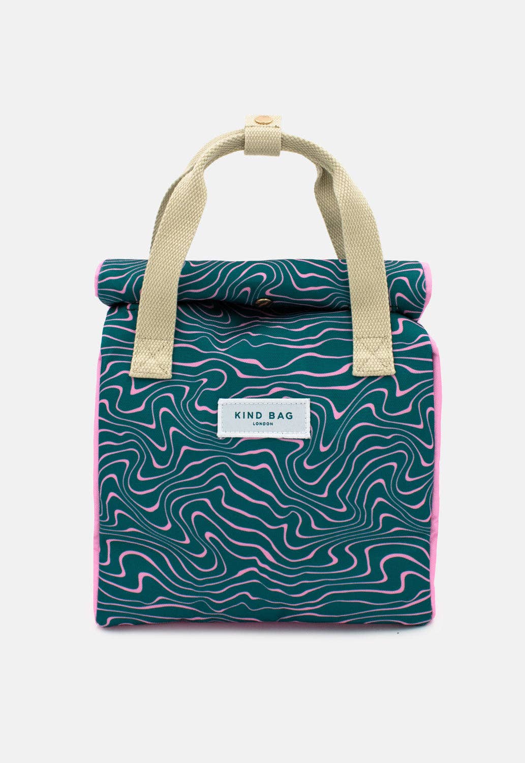 Kind Bags Lunch Bag | Contours Green and Pink at Bibelot Leek UK Stockist