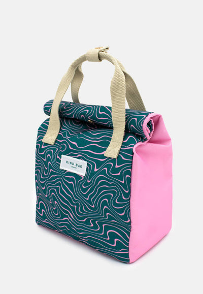 Kind Bags Lunch Bag | Contours Green and Pink at Bibelot Leek UK Stockist