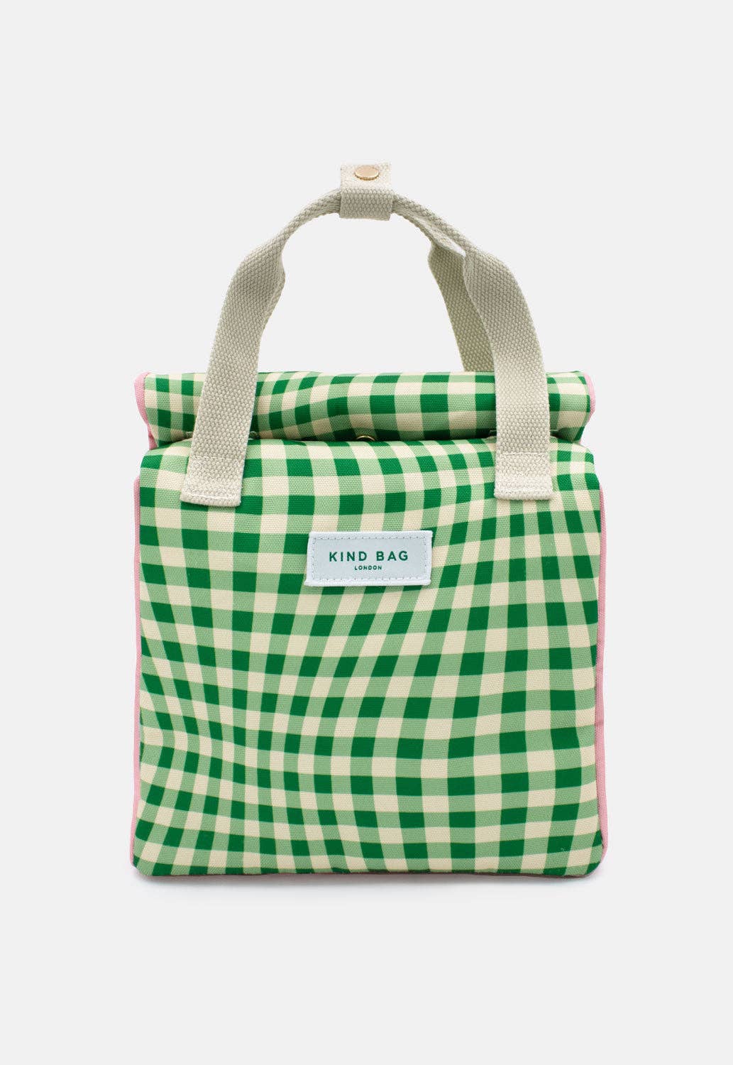 Kind Bags Lunch Bag | Distorted Gingham Green at Bibelot Leek UK Stockist