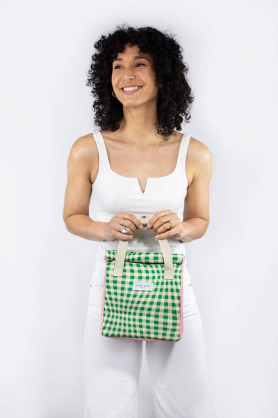 Kind Bags Lunch Bag | Distorted Gingham Green at Bibelot Leek UK Stockist