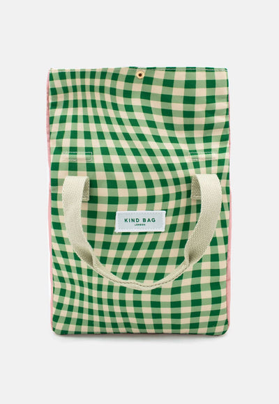 Kind Bags Lunch Bag | Distorted Gingham Green at Bibelot Leek UK Stockist