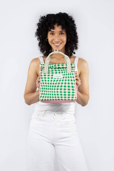 Kind Bags Lunch Bag | Distorted Gingham Green at Bibelot Leek UK Stockist