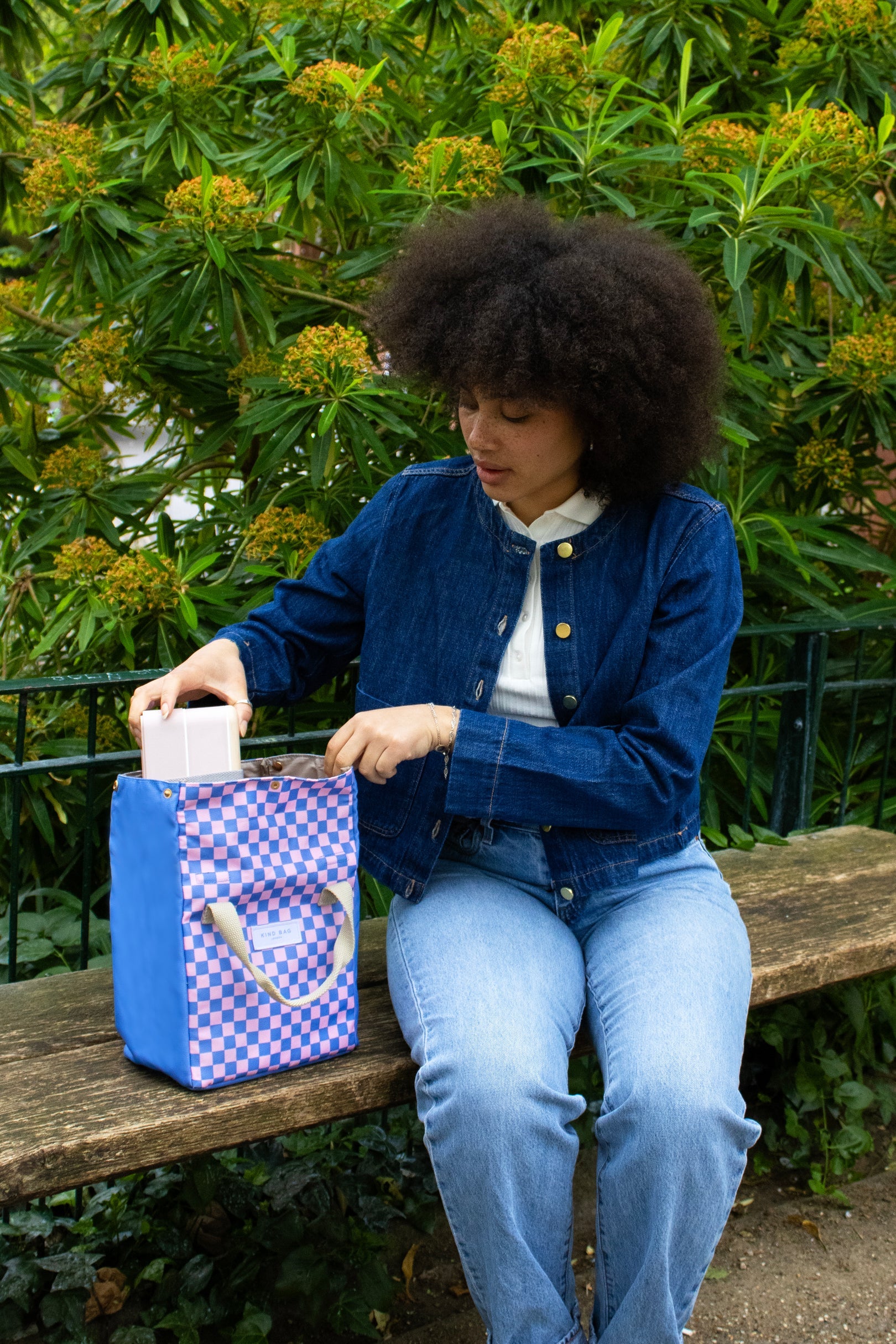 Kind Bag Lunch Bag | Checkerboard Blue and Pink at Bibelot Leek