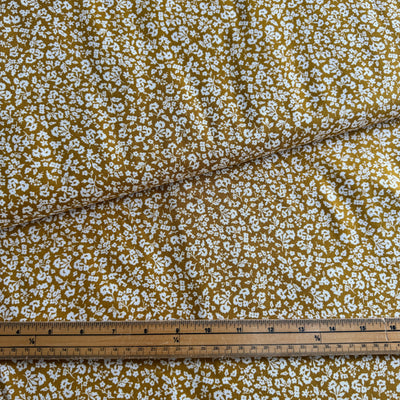 Liberty Denim Florals: Dainty Meadow Flower Sprigs Ochre 401A at Bibelot Leek