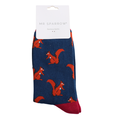 Mr Sparrow Squirrels Socks Navy at Bibelot Leek
