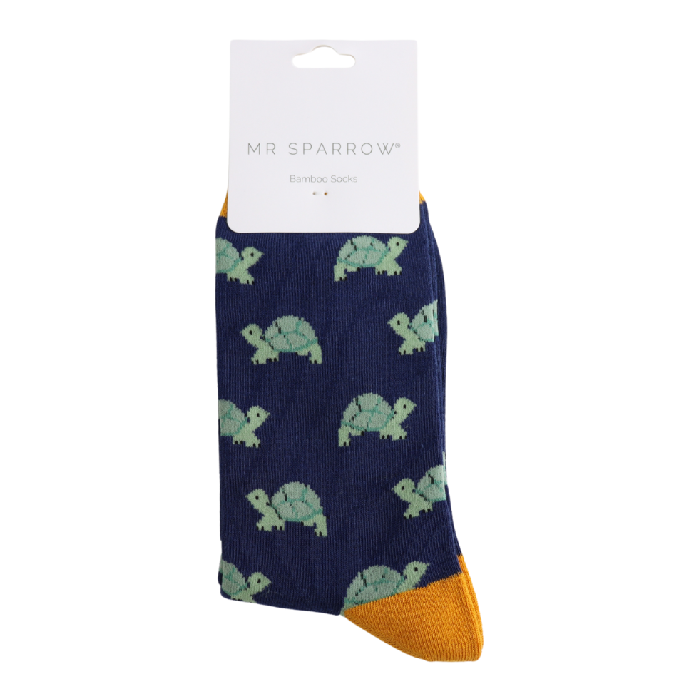 Mr Sparrow Turtles Socks Navy at Bibelot Leek