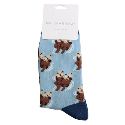 Mr Sparrow Otters Socks Dusky Blue at Bibelot Leek