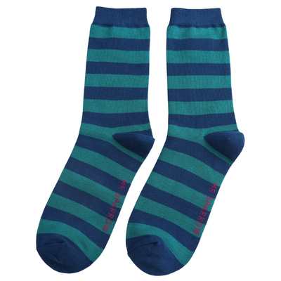 Mr Sparrow Simple Stripes Socks Teal at Bibelot Leek