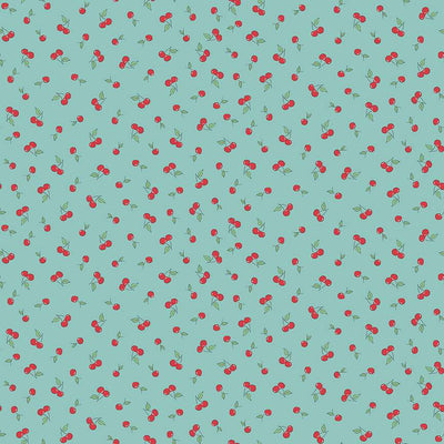Makower Afternoon Tea Cherry Crush Teal Fat Quarter