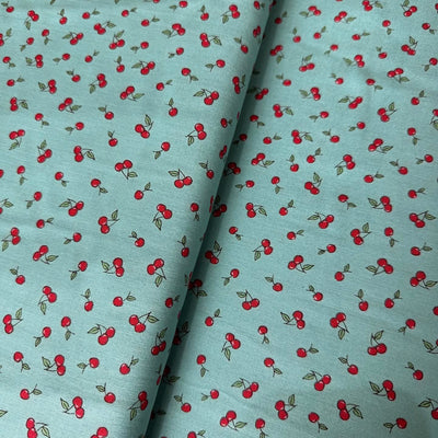Makower Afternoon Tea Cherry Crush Teal Fat Quarter
