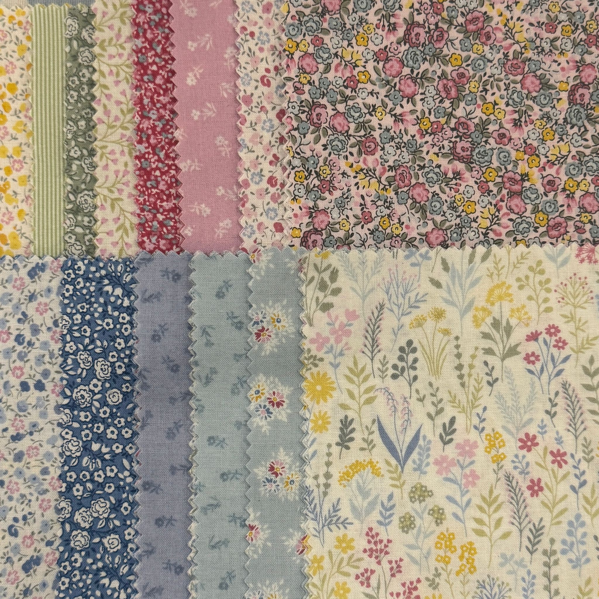 Makower Petite Fleur Pre Cut 5 Inch Squares / 42 Squares Per Pack: 1S/PF Cotton Fabric at Bibelot, Leek