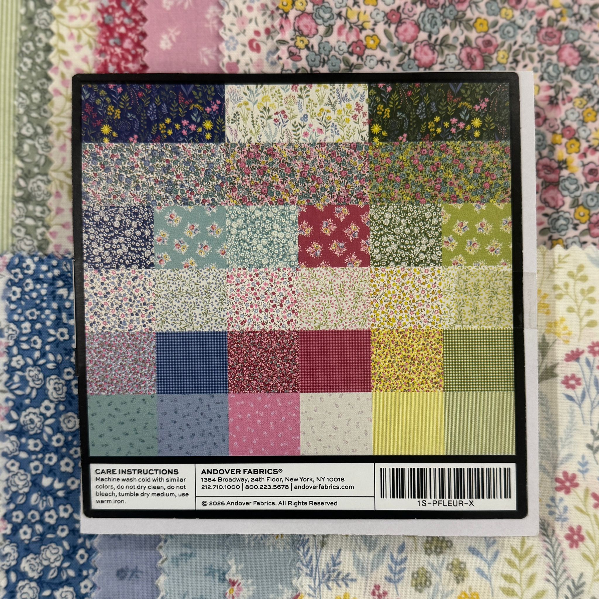 Makower Petite Fleur Pre Cut 5 Inch Squares / 42 Squares Per Pack: 1S/PF Cotton Fabric at Bibelot, Leek