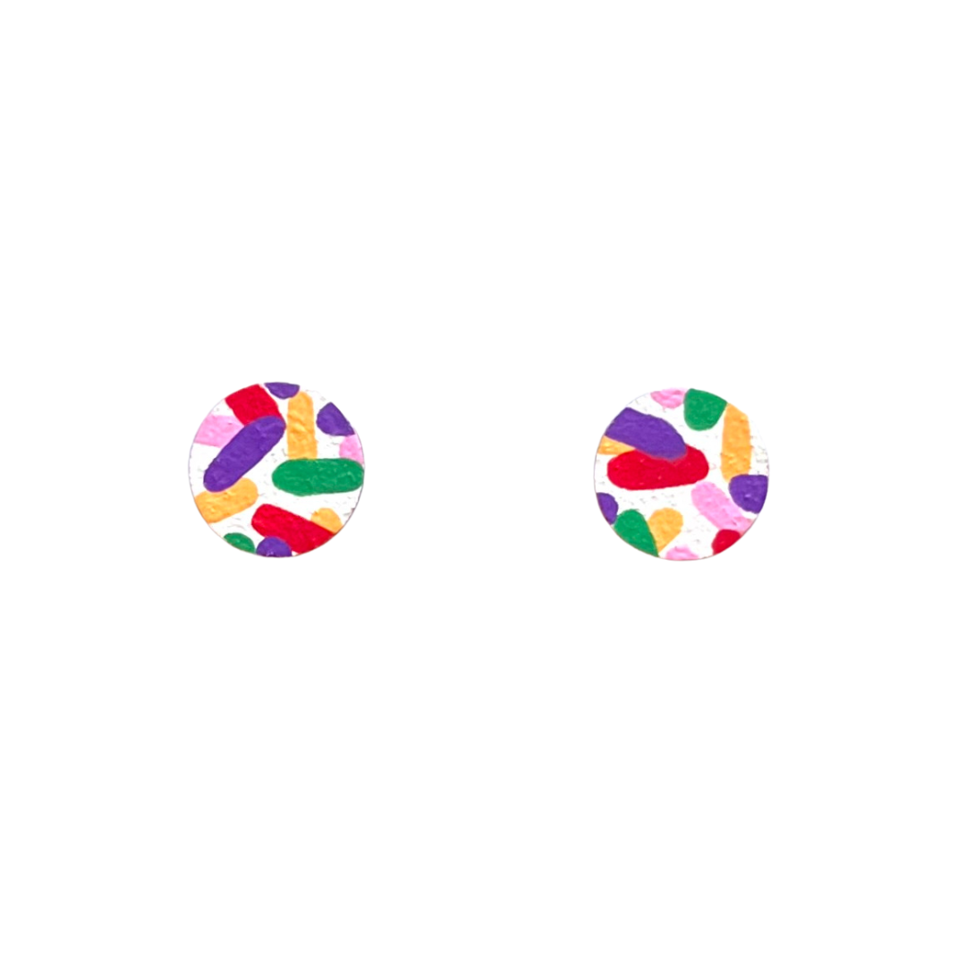 Mini Confetti Print Circle Stud Earrings 