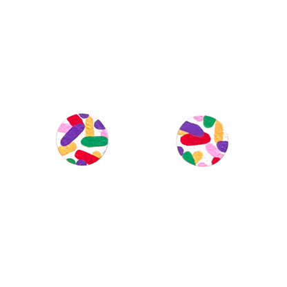 Mini Confetti Print Circle Stud Earrings 