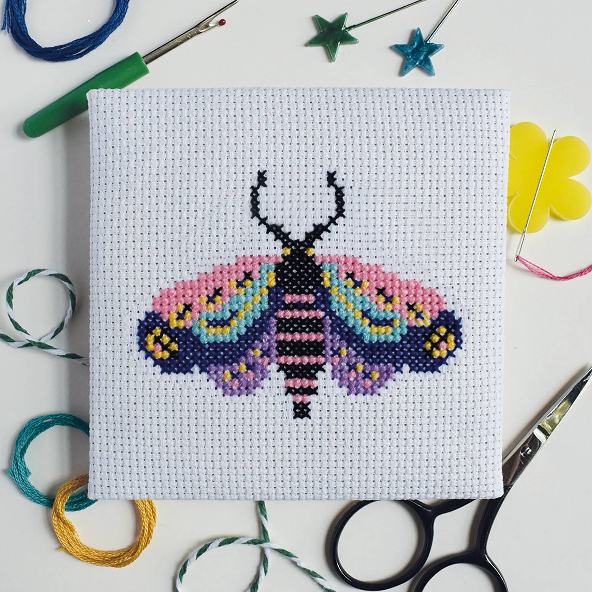 The Make Arcade 'Moth' Mini Cross Stitch Kit at Bibelot, Leek