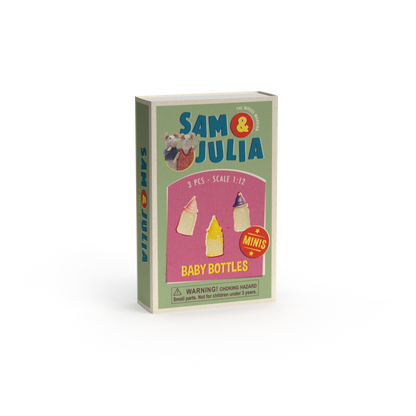 Box of Sam & Julia baby bottles on a white background