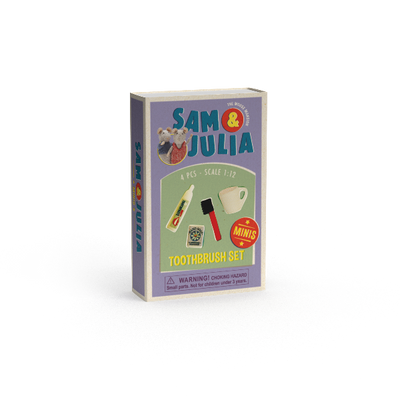 Box of Sam & Julia toothbrush set on a white background