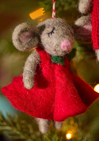 Namaste Fair Trade Felt Christmas Mice Decorations