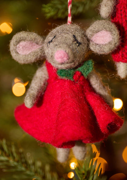 Namaste Fair Trade Felt Christmas Mice Decorations