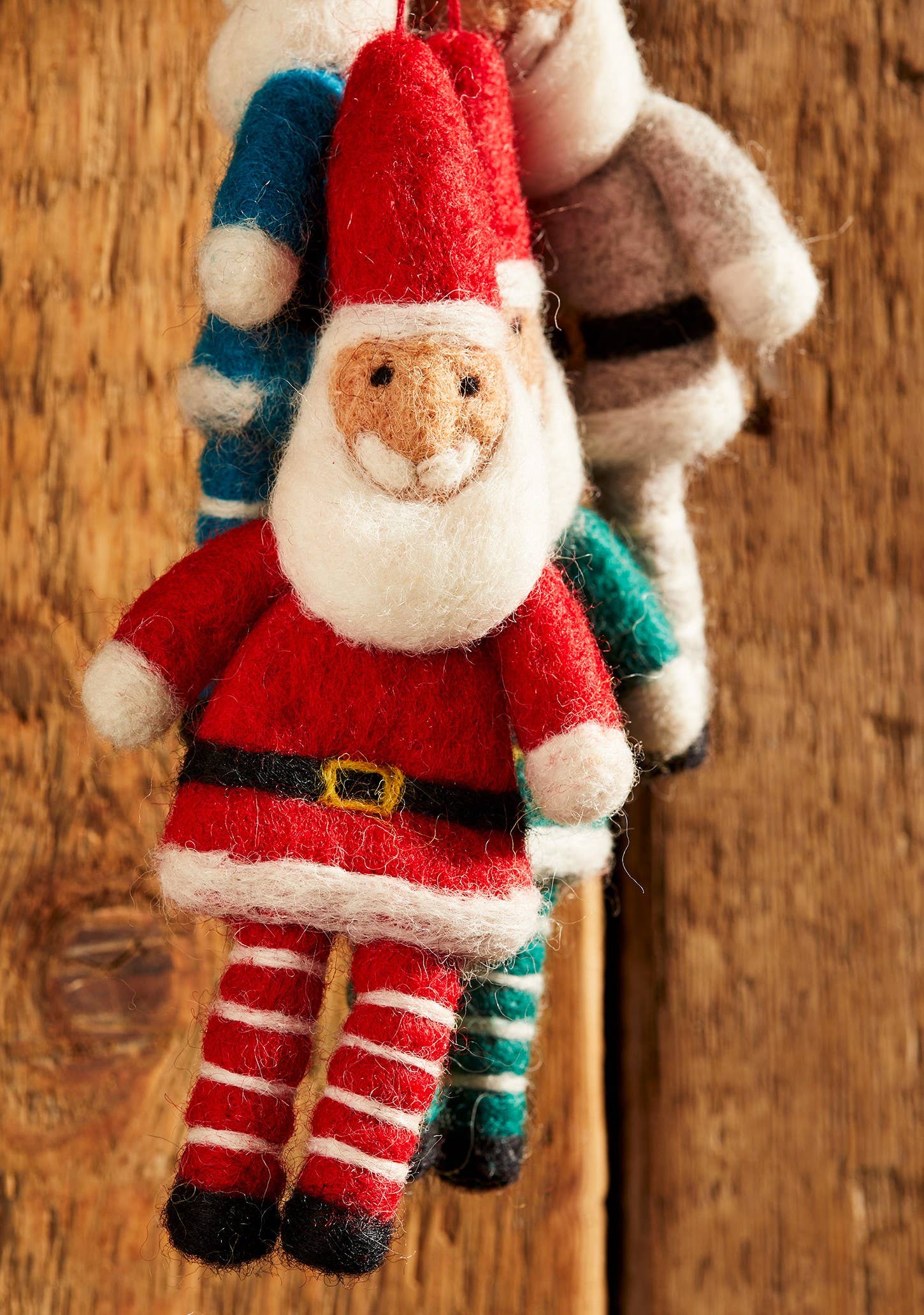Namaste Fair Trade Hanging Felt Santa With Stripey Legs