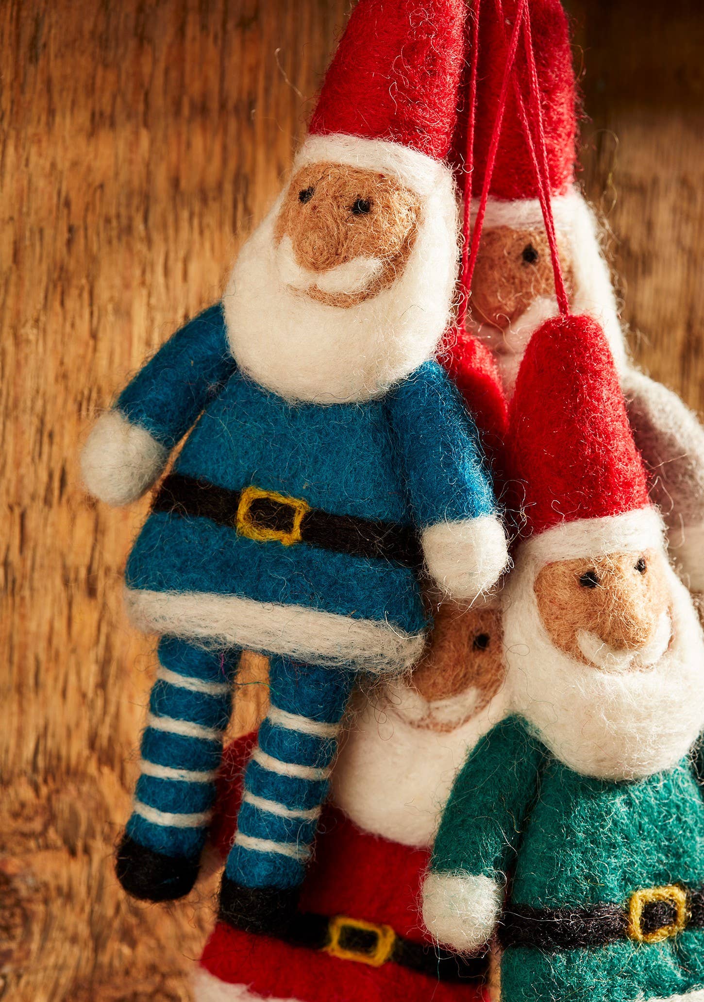 Namaste Fair Trade Hanging Felt Santa With Stripey Legs