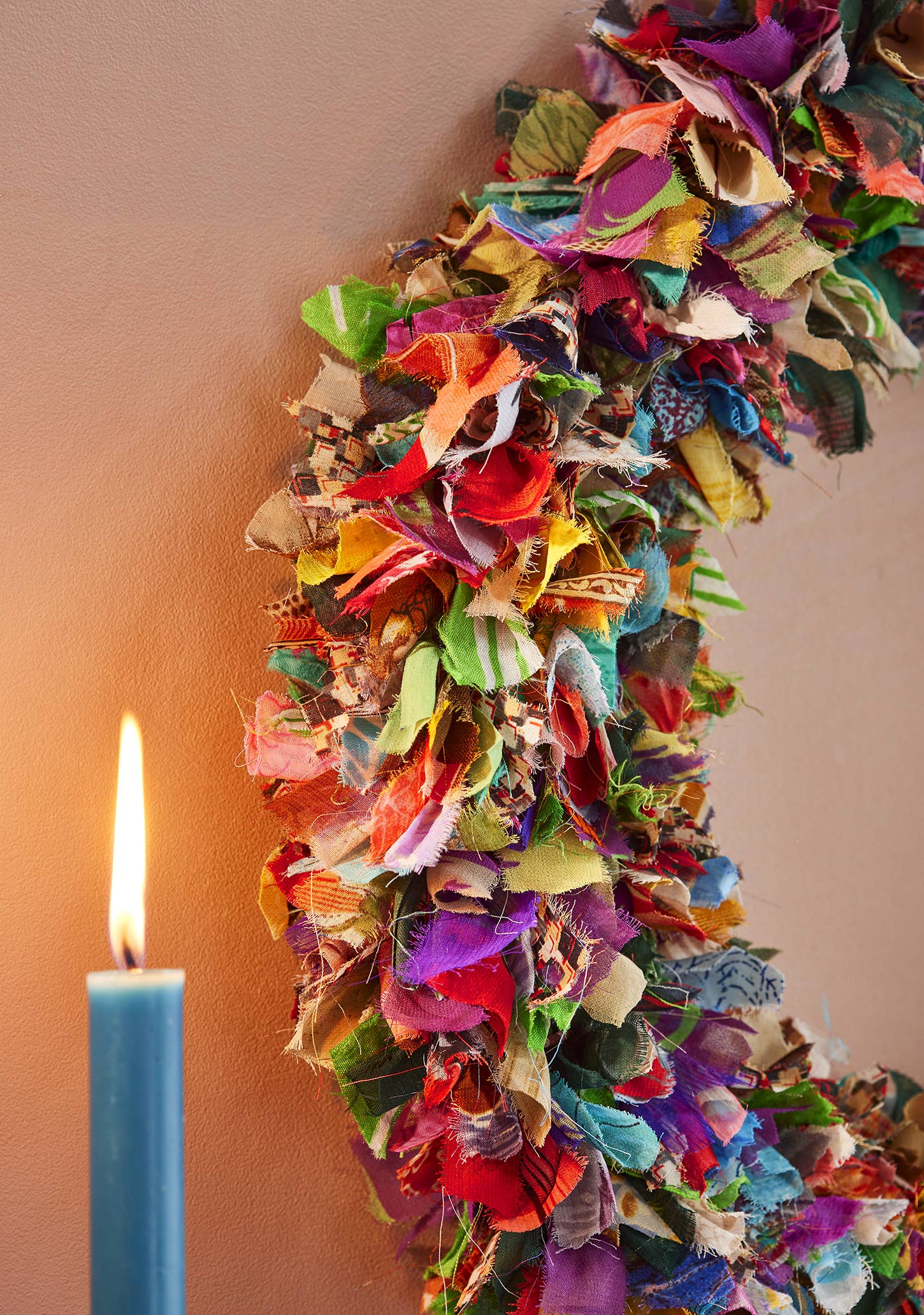Namaste Fair Trade Recycled Sari Wreath Multicolour Large