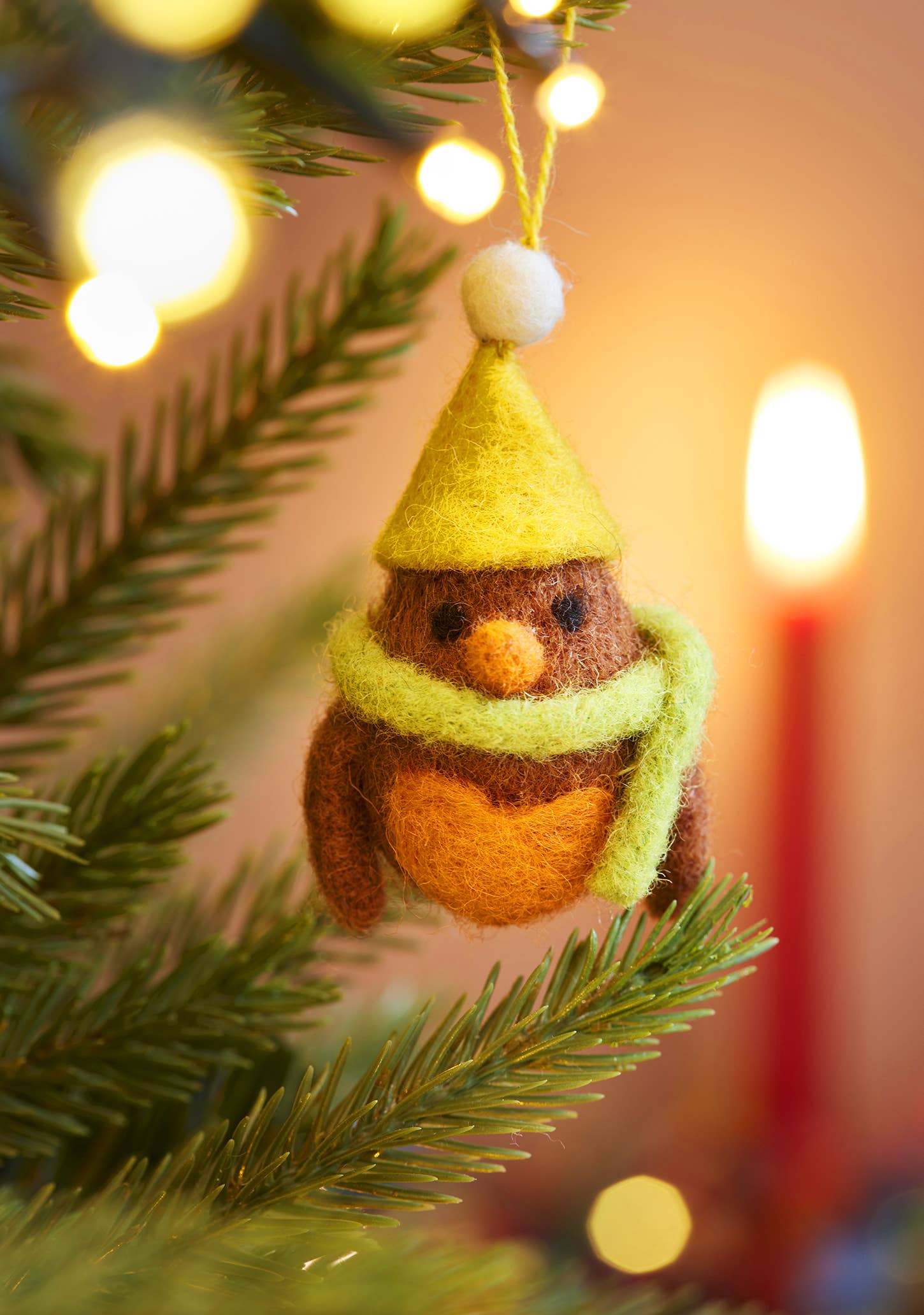 Namaste Fair Trade Set of 5 Hanging Felt Robin Decorations