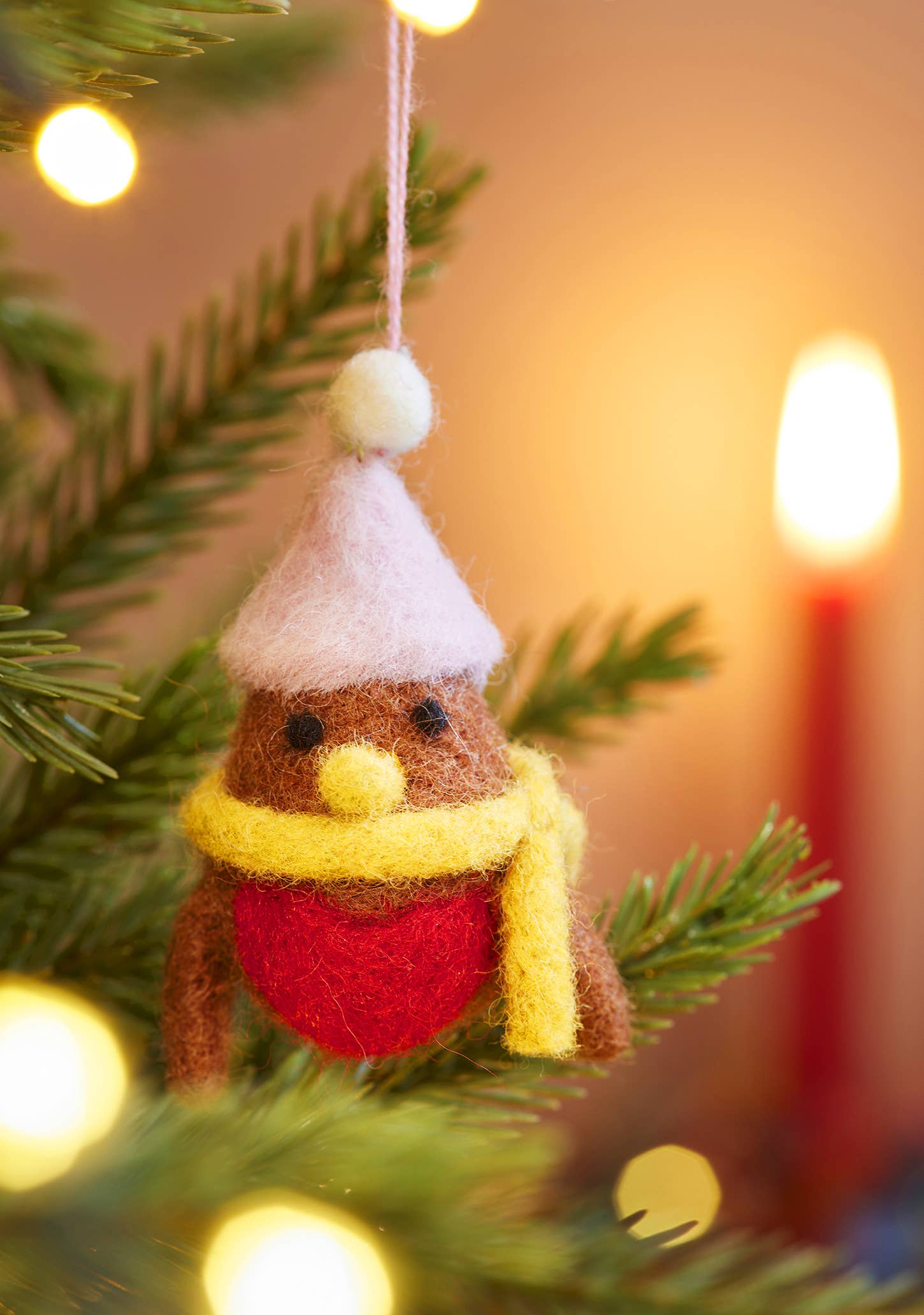 Namaste Fair Trade Set of 5 Hanging Felt Robin Decorations