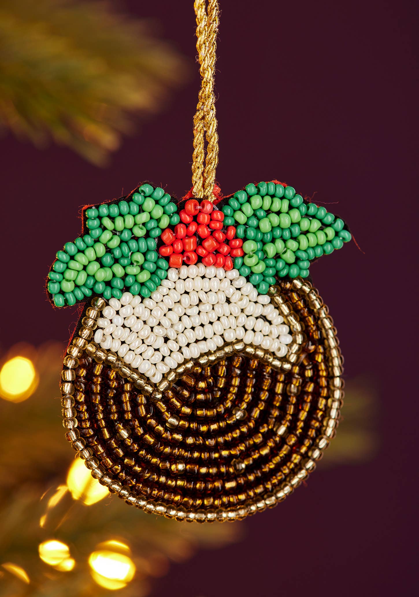 Namaste fair trade Christmas Pudding Beaded Decoration