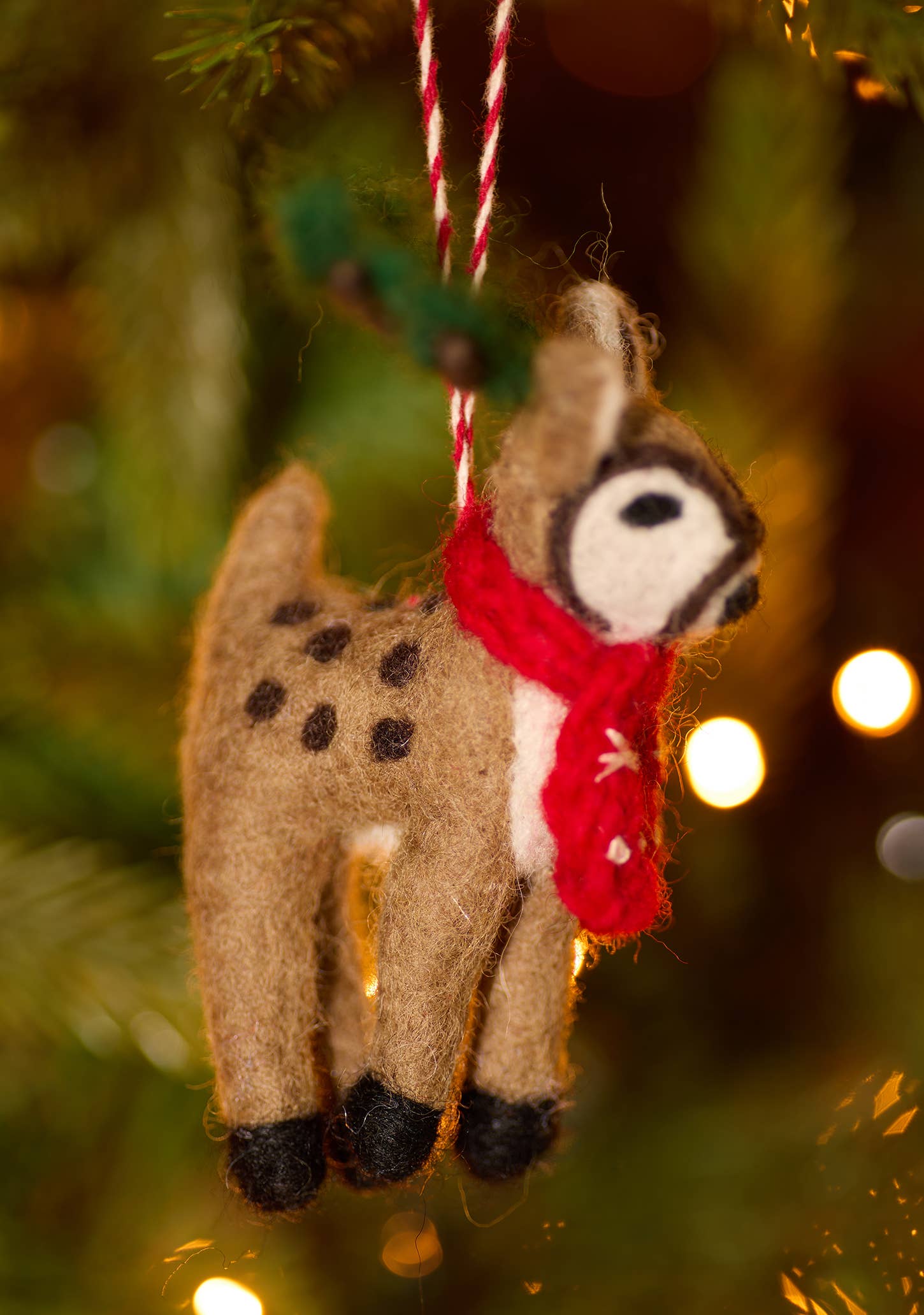 Namaste fair trade Embroidered Felt Reindeer Decoration