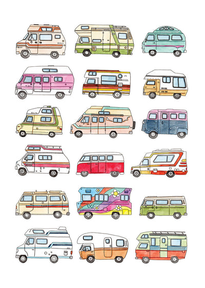 Nova & Me Camper Vans A4 Print