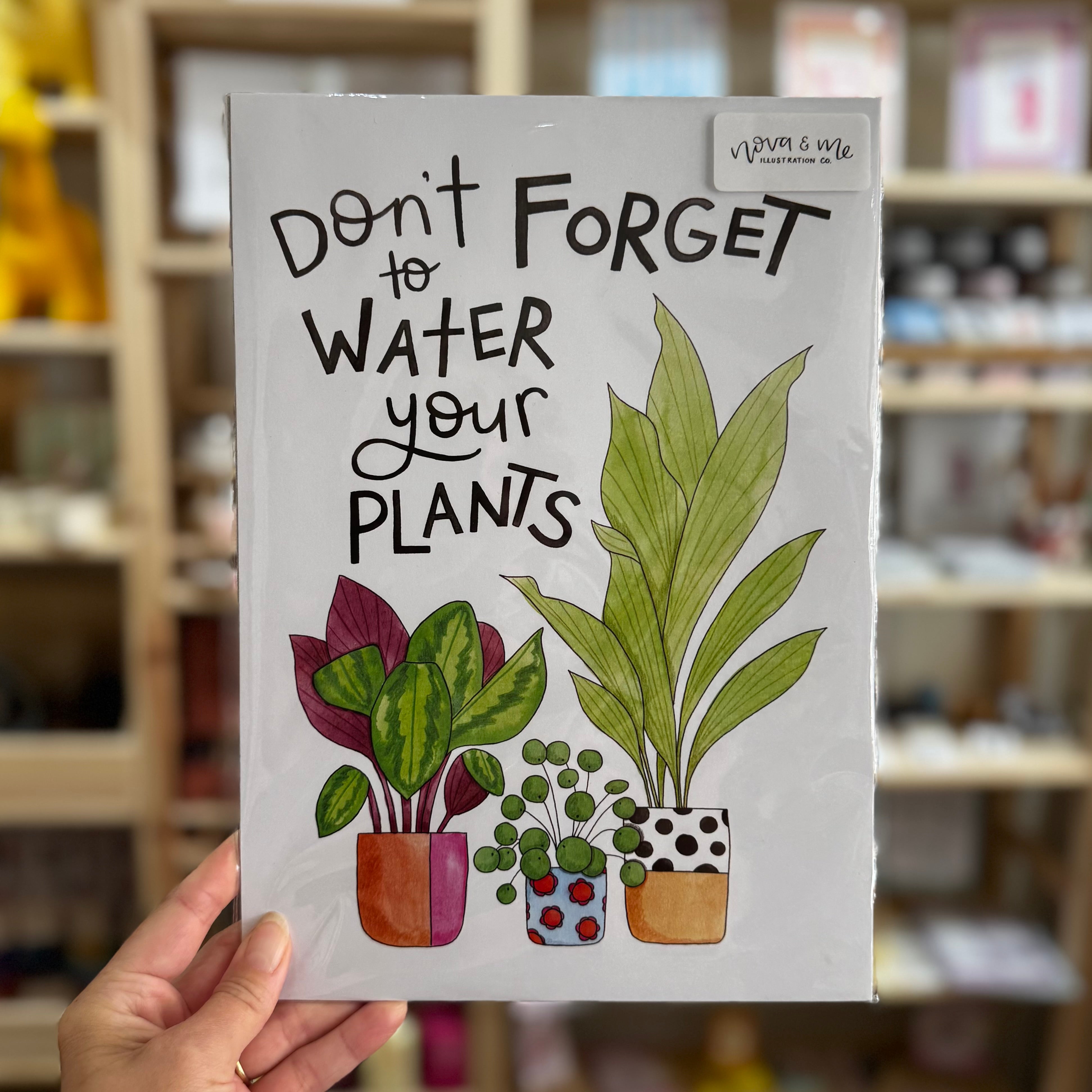Nova & Me Don't Forget to Water Your Plants A4 Print at Bibelot Leek UK Stockist