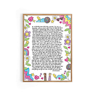 Nova & Me Gloria's Speech from the Barbie Movie A4 Print at Bibelot Leek UK Stockist